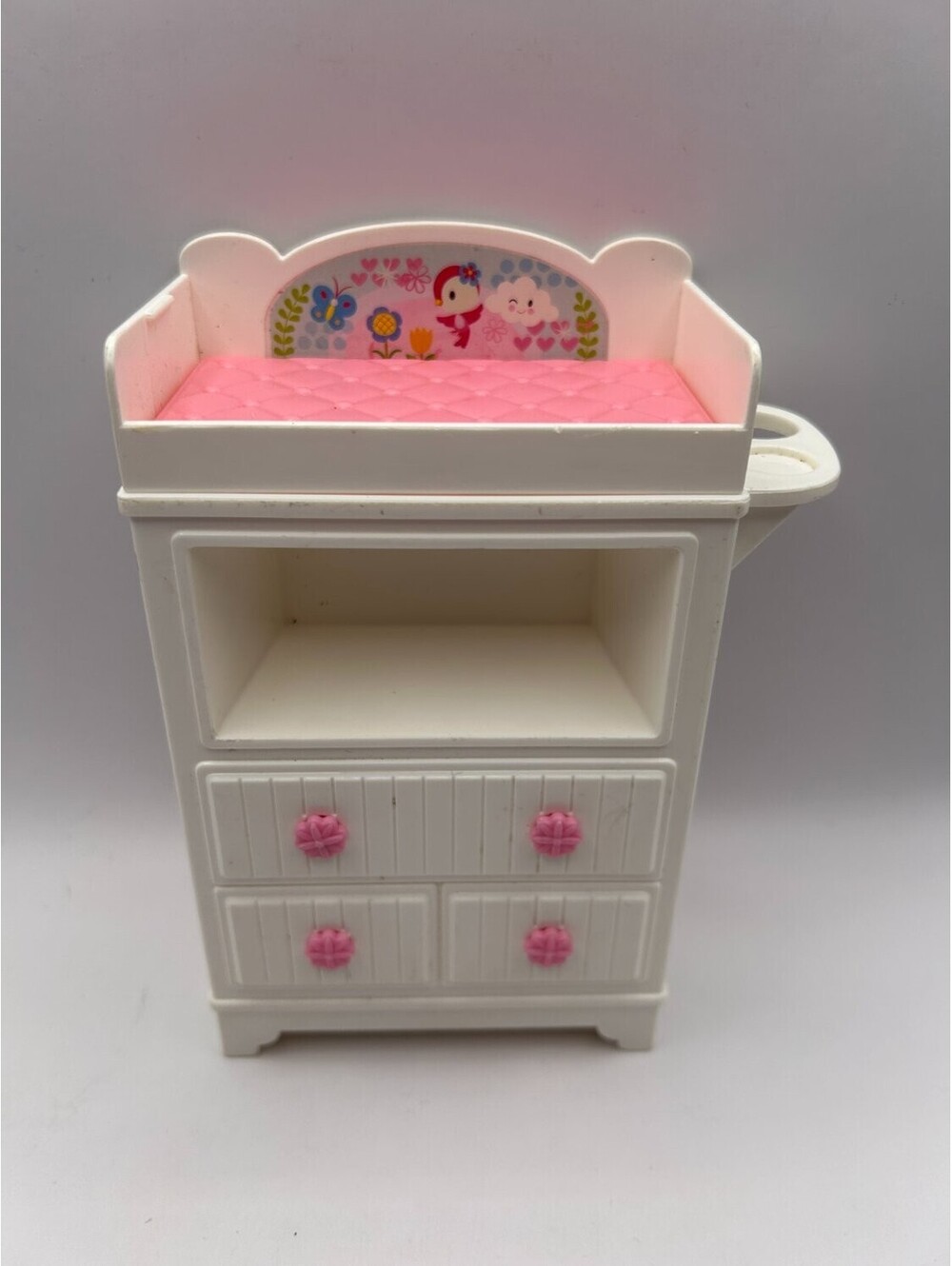 Barbie 2013 Nursery Changing Table Dresser Pink White Doll Furniture